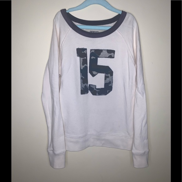 CREWCUTS J.CREW SWEATSHIRT APPLIQUÉ JERSEY NUMBER RETRO VINTAGE CAMO SWEATER 8 Y - Picture 2 of 8